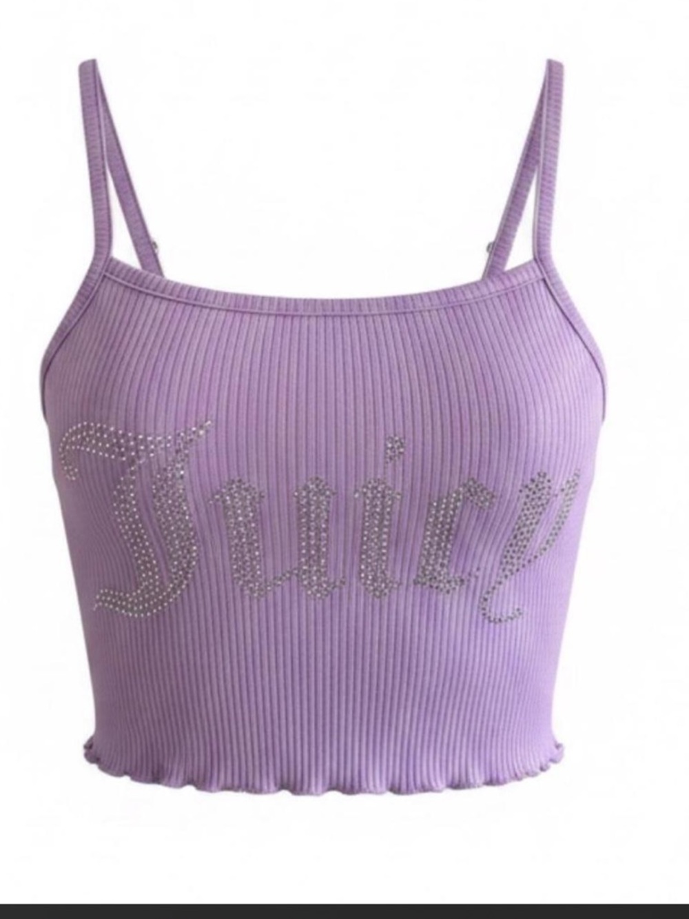 NWOT Juicy Couture Rhinestone Logo Ribbed Sleep Cami Crop Top 1X
